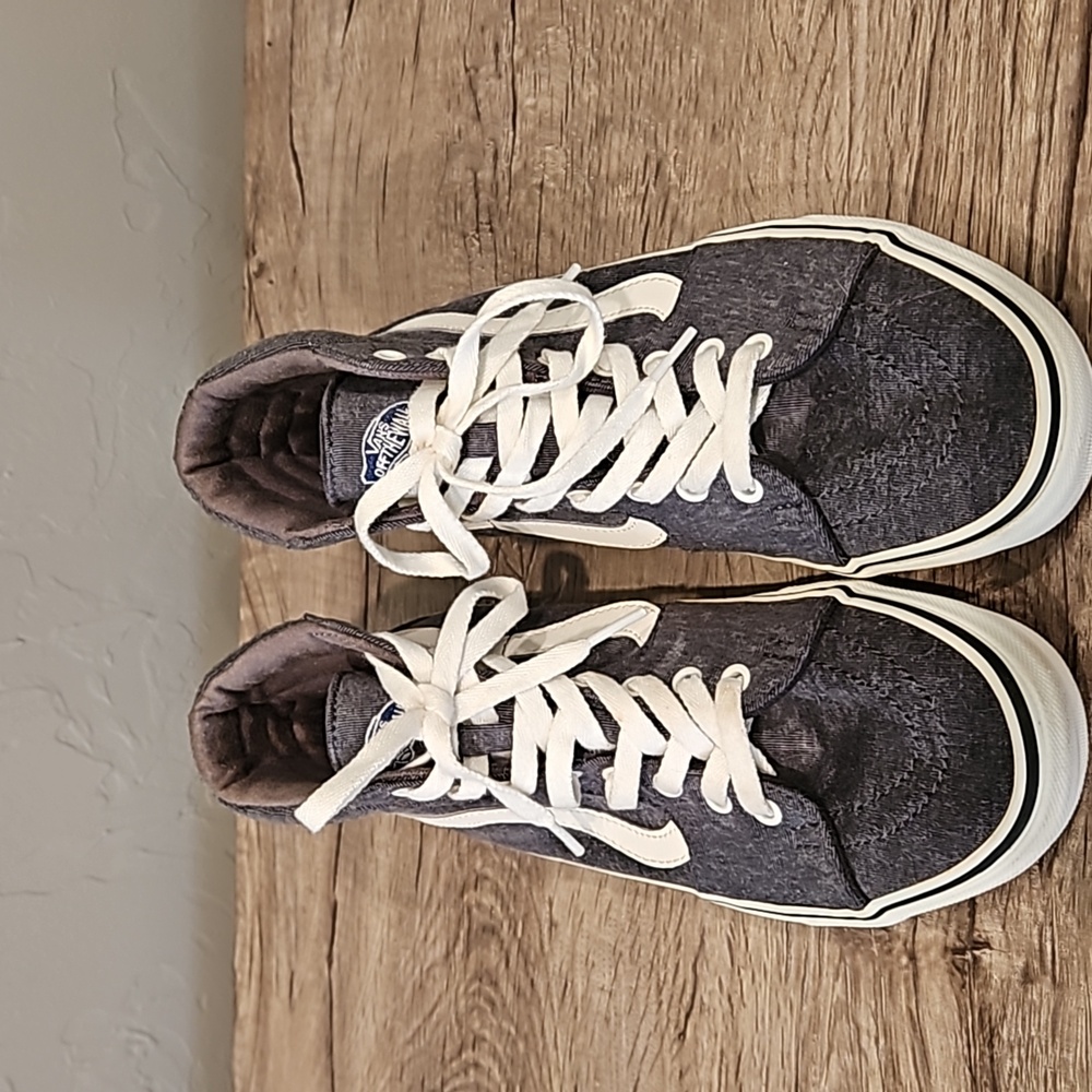 Vans Sk8 Hi Gray and White High-Top Sneakers